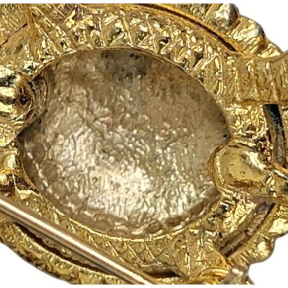 Sphinx Crystal Enamel Turtle Brooch Green Blue on Gold Tone Vintage Number 20232 - Picture 6 of 6